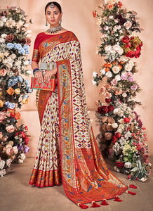 Cream Color Mysore Art Silk Casual Wear Saree  SY - 9262