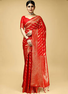 Red Color Banarasi Silk Casual Wear Saree  SY - 9254