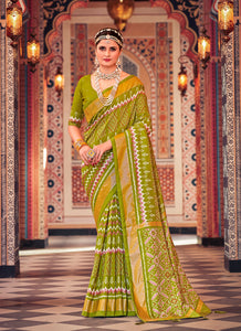 Green Color Cotton Silk Casual Wear Saree  SY - 9242