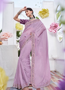 Light Purple Color Satin Organza Casual Wear Saree  SY - 9233