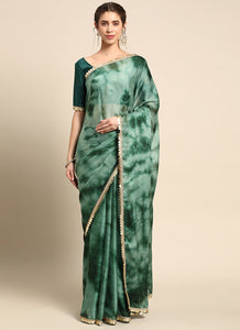 Green Color Satin Crepe Casual Wear Saree  SY - 9230