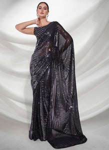 Black Color Georgette Casual Wear Saree  SY - 9224