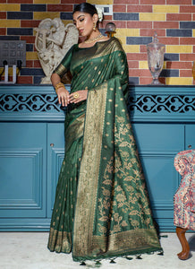 Green Color Banarasi Silk Casual Wear Saree  SY - 9212