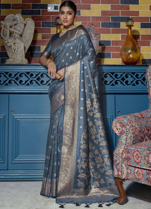 Skyblue Color Banarasi Silk Casual Wear Saree  SY - 9214