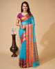 Sky Blue Color Kota Doriya Silk Casual Wear Saree  SY - 9601