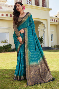 Teal Blue Color Georgette Casual Wear Saree  SY - 9584