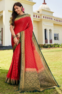 Red Color Georgette Casual Wear Saree  SY - 9590