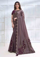 Purple Color Crepe satin silk Casual Wear Saree  SY - 10066