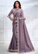 Lavender Color Crepe satin silk Casual Wear Saree  SY - 10069