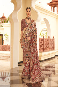Brown Color V P Silk Casual Wear Saree  SY - 10082