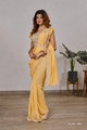 LIGHT YELLOW Color SHIMMER GEORGETTEREADY TO WEAR SAREE SY - 9970