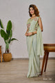 PISTA GREEN Color SHIMMER GEORGETTE READY TO WEAR SAREE SY - 9972