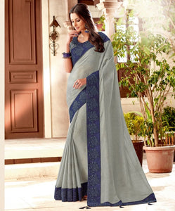Grey Color Lycra Designer Festive Sarees : Yashvita Collection  OS-91629