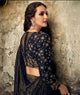 Grey & Blue Color Embossed lycra Trendy Party Wear Sarees OS-94386