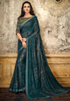 Rama Green Color Embossed lycra Trendy Party Wear Sarees OS-94389