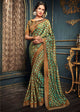 Green & Brown Color Crepe Georgette Designer Function Wear Sarees : Gaurika Collection  OS-91395