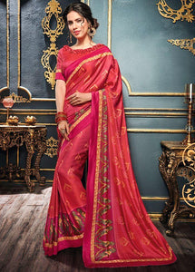 Gajjariya Color Crepe Georgette Designer Function Wear Sarees : Gaurika Collection  OS-91398