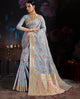 Light Sky Blue Color Banarasi Cotton  Silk  Pretty Designer Sarees OS-95766