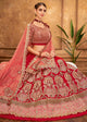 Red Color Raw Silk Glamorous Party Wear Lehengas OS-95829