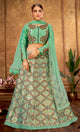 Sea Green Color Weaving Silk Glamorous Party Wear Lehengas OS-95841