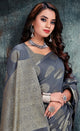 Grey Color Banarsi Cotton Silk Glamourous Festive Sarees OS-96858