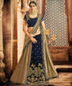 Navy Blue & Copper Color Half Velvet & Half Dupion Silk Designer Lehenga Sarees : Sadhik Collection  OS-91790