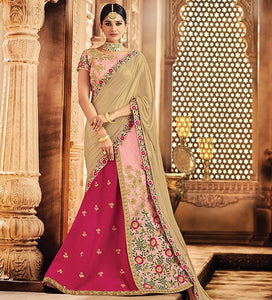 Pink Color Raw Silk Designer Lehenga Sarees : Sadhik Collection  OS-91792