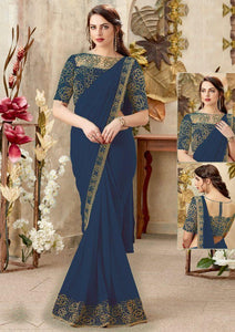 Blue Color Chiffon Designer Party Wear Sarees : Priyankar Collection  OS-92032 - onlinesareez