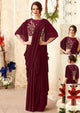 Maroon Color Lycra Designer Ready To Wear Sarees : Priyankar Collection  OS-92050