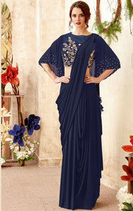 Blue Color Lycra Designer Ready To Wear Sarees : Sadhik Collection  OS-91723