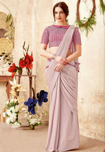 Lavender Color Lycra Designer Ready To Wear Sarees : Sadhik Collection  OS-91724