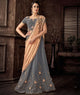 Grey & Peach Color Silk Designer Lehenga Sarees : Sadhik Collection  OS-91735