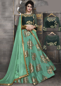 Rama Green Color Silk Trendy Indo Western Lehengas OS-95539