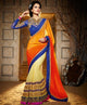 Cream, Orange & Yellow Color Chiffon Designer Wedding Wear Sarees : Jasmit Collection  OS-92851