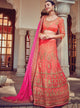 Peach Color Raw Silk Traditional Bridal Wear Lehenga Saree OS-95726