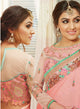 Peach & Pink Color Chiffon Designer Embroidered Sarees : Avnira Collection  OS-92895