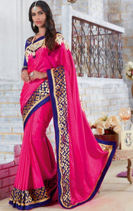 Rani Pink Color Silk Designer Festive Sarees : Farida Collection  OS-92845