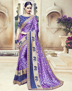 Purple Color Raw Silk Designer Wedding Wear Sarees : Jagvi Collection  OS-92859