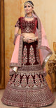 Maroon Color Velvet Exquisite Bridal Wear Lehengas OS-95781