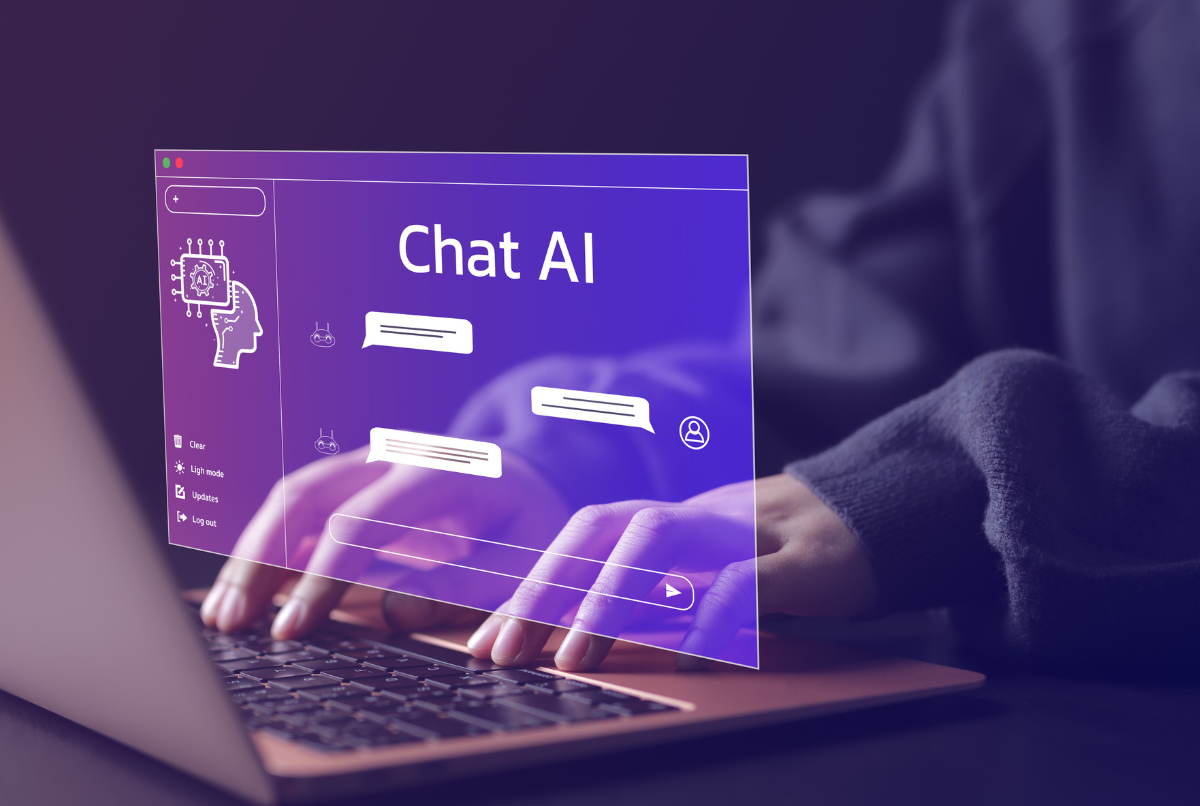 Interaksi tangan dengan layar sentuh menampilkan visualisasi data AI, ilustrasi untuk evolusi teknologi AI yang liar dan transformatif.