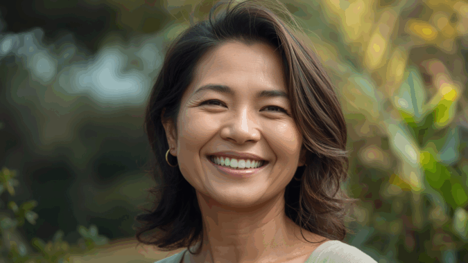 Wanita paruh baya Indonesia dengan kulit glowing tampak awet muda