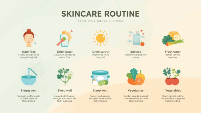 Rahasia Kulit Bersih Tanpa Skincare Ribet Infografis rahasia kulit bersih alami dengan gaya hidup sehat