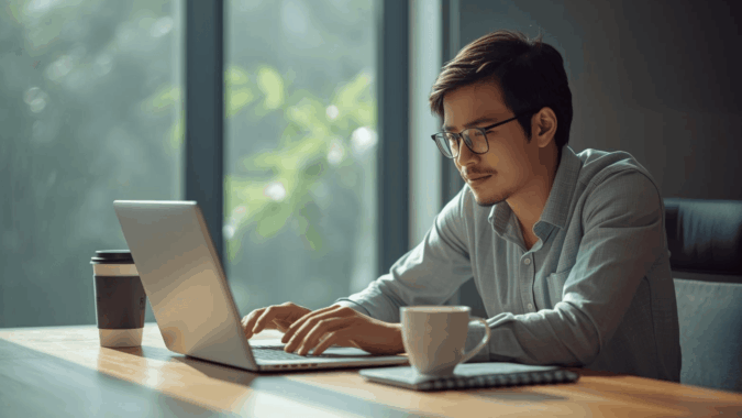 Profesional Indonesia fokus bekerja dengan gaya hidup sehat di usia produktif